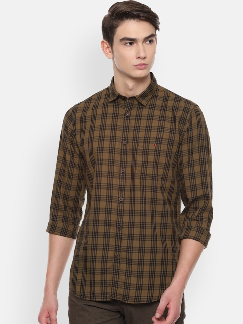 

Louis Philippe Sport Men Olive Brown Slim Fit Checked Casual Shirt