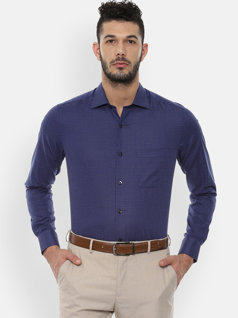 

Louis Philippe Men Navy Blue Classic Regular Fit Self Design Formal Shirt