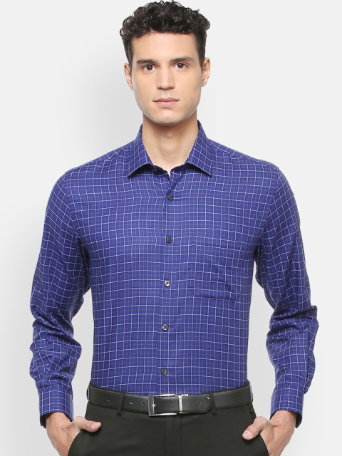

Louis Philippe Men Blue & White Slim Fit Checked Formal Shirt