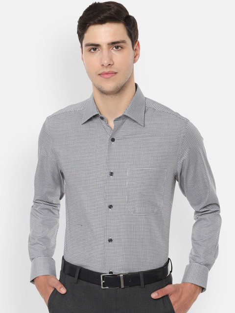 

Louis Philippe Men Grey Classic Regular Fit Self Design Formal Shirt