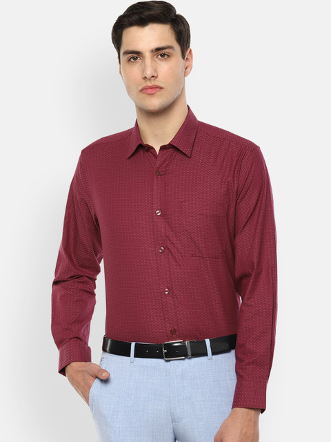 

Louis Philippe Men Maroon Classic Slim Fit Self Design Formal Shirt