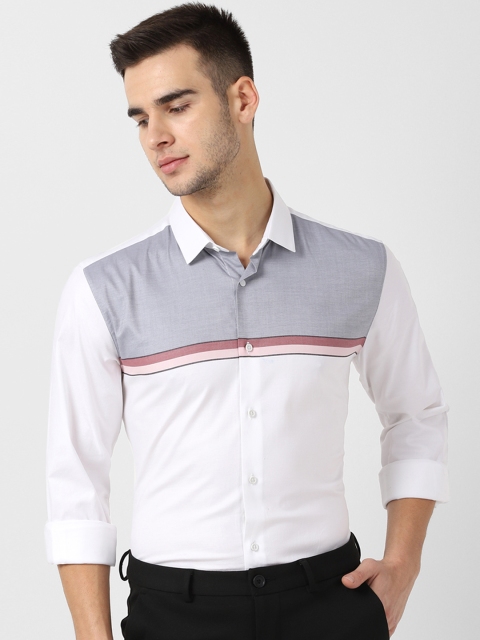 

Louis Philippe Sport Men White & Grey Slim Fit Colourblocked Casual Shirt