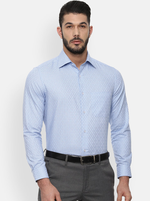 

Louis Philippe Men Blue Classic Regular Fit Checked Formal Shirt
