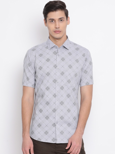 

Crimsoune Club Men Grey & Black Slim Fit Printed Casual Shirt