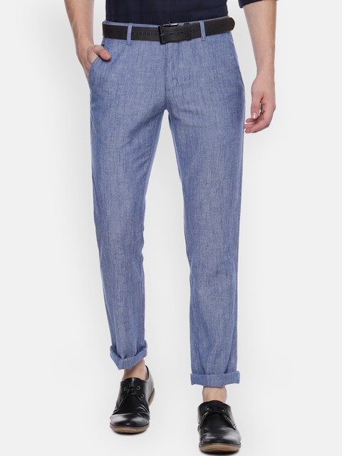 

Louis Philippe Sport Men Blue Slim Fit Self Design Regular Trousers