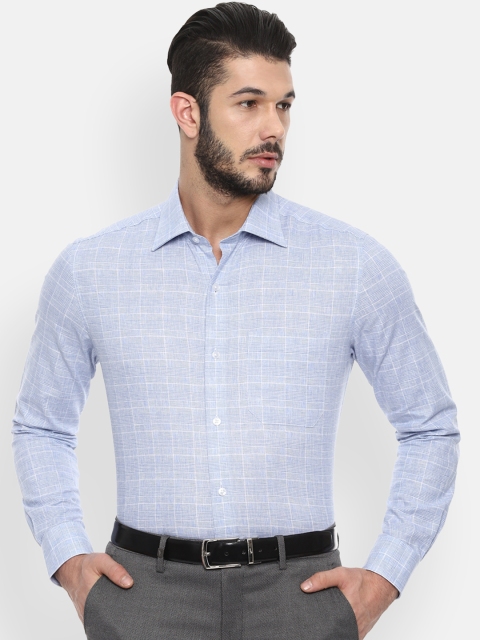 

Louis Philippe Men Blue Classic Regular Fit Checked Formal Shirt