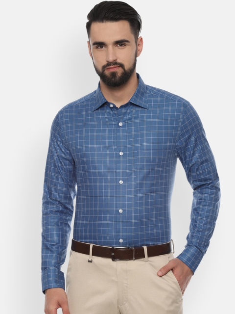 

Louis Philippe Men Blue & White Regular Fit Checked Formal Shirt