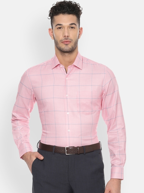 

Louis Philippe Men Pink & Blue Slim Fit Checked Formal Shirt