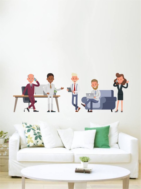 

rawpockets Multicoloured Business Crew PVC Vinyl Wall Stickers, Multi