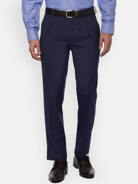 

Louis Philippe Men Navy Blue Regular Fit Solid Formal Trousers