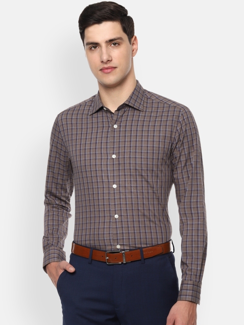 

Louis Philippe Men Brown Regular Fit Checked Formal Shirt