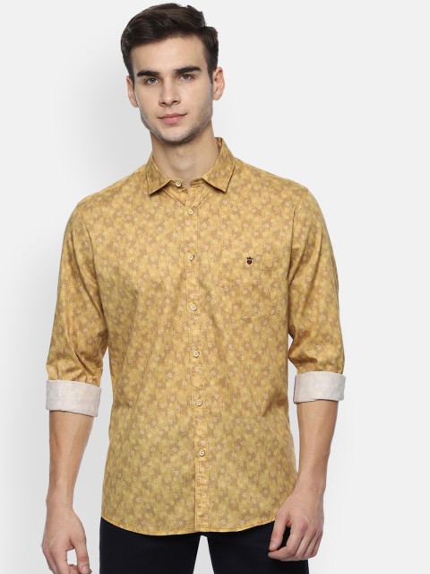 

Louis Philippe Jeans Men Yellow Slim Fit Floral Printed Casual Shirt