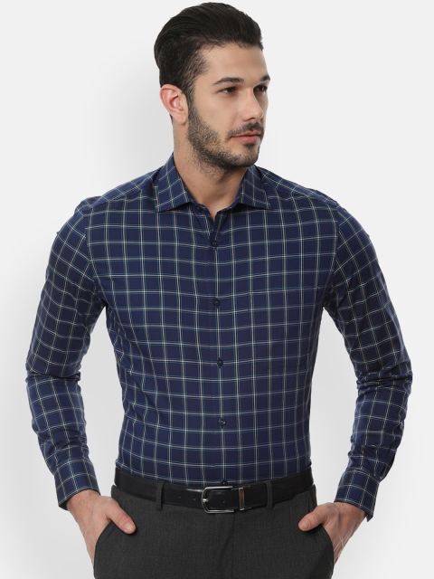 

Louis Philippe Men Navy Blue Classic Regular Fit Checked Formal Shirt