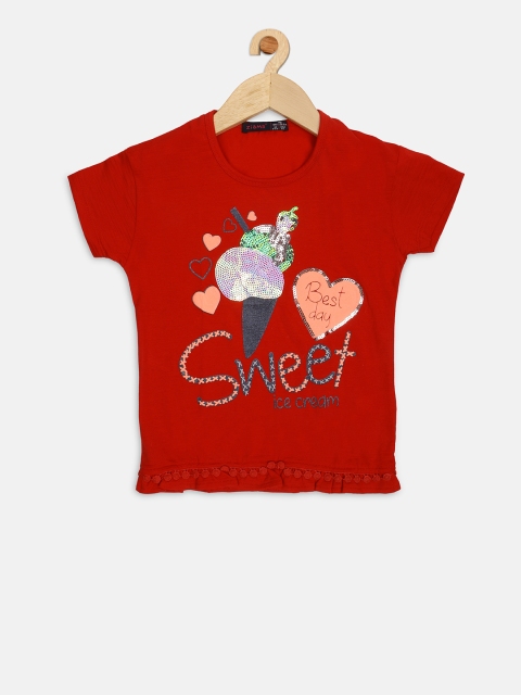 

Ziama Girls Red Embellished Top