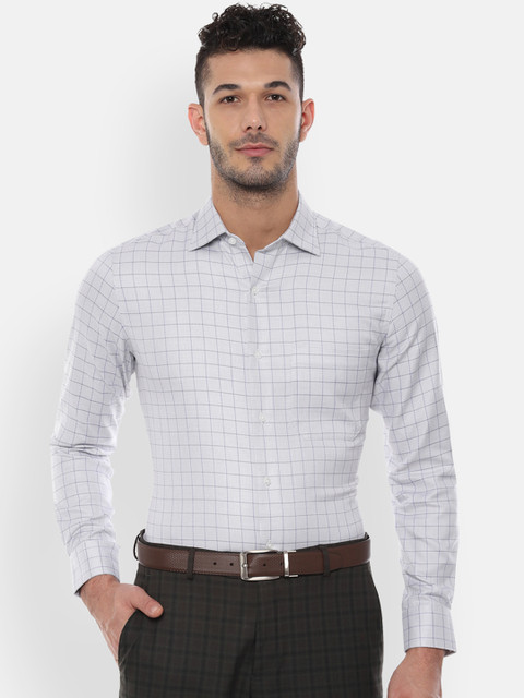 

Louis Philippe Men Grey Regular Fit Checked Formal Shirt