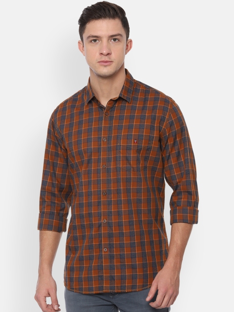 

Louis Philippe Sport Men Brown & Navy Blue Slim Fit Checked Casual Shirt