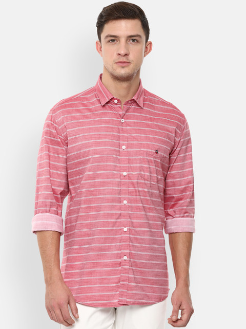 

Louis Philippe Sport Men Pink & White Striped Slim Fit Casual Shirt