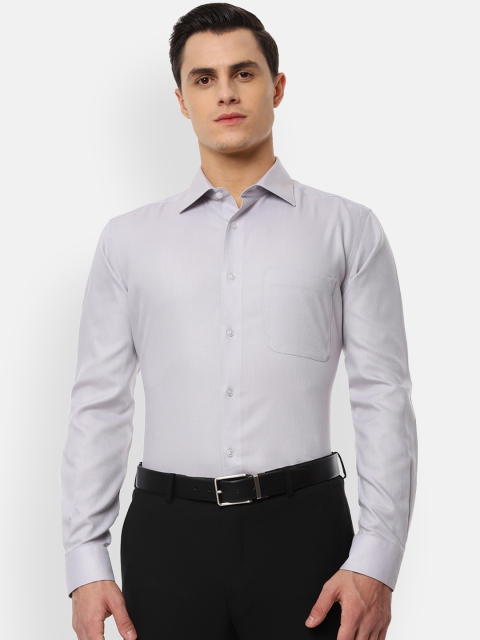 

Louis Philippe Men Grey & Off-White Regular Fit Self Design Formal Shirt