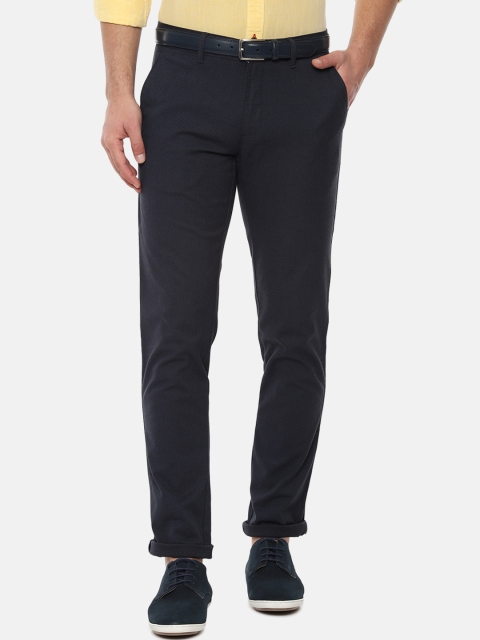 

Louis Philippe Sport Men Navy Blue Slim Fit Self Design Regular Trousers