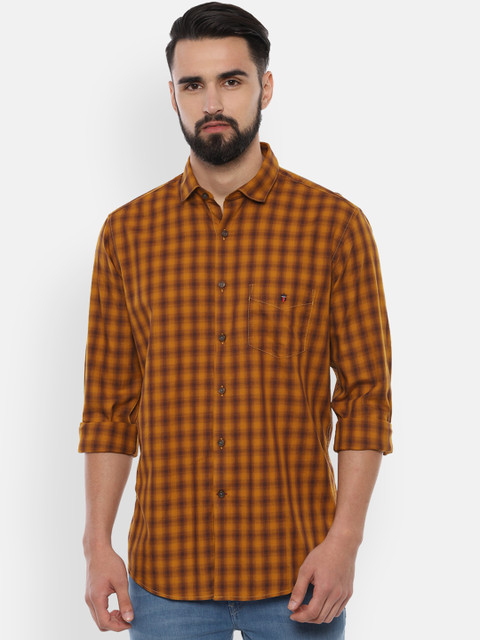 

Louis Philippe Sport Men Yellow & Brown Slim Fit Checked Casual Shirt
