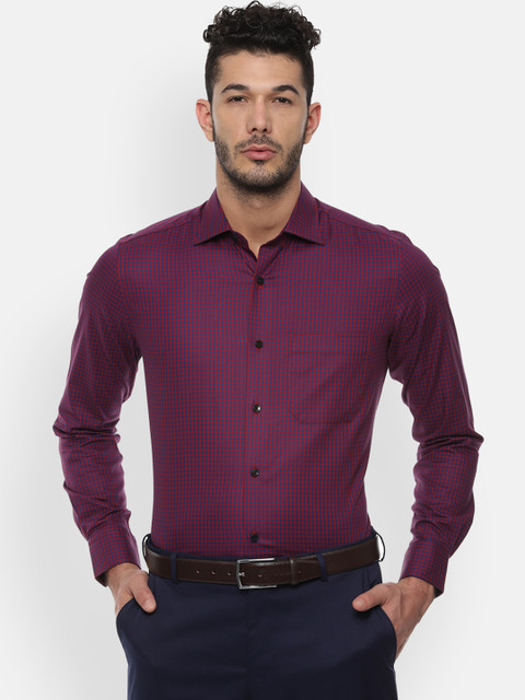 

Louis Philippe Men Red & Purple Checked Formal Shirt