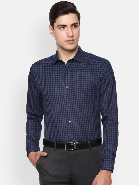 

Louis Philippe Men Navy Blue & Grey Regular Fit Checked Formal Shirt