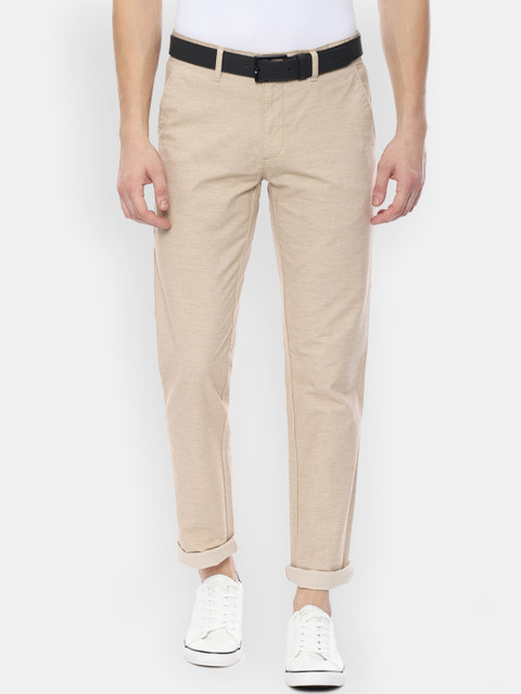 

Louis Philippe Sport Men Beige Slim Fit Self Design Regular Trousers