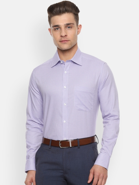 

Louis Philippe Men Lavender & White Regular Fit Checked Formal Shirt