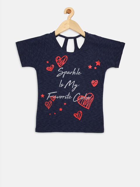 

Ziama Girls Navy Blue Printed Top