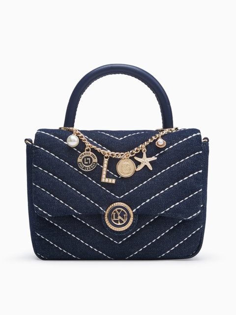 

LYN Navy Blue & Gold Embellished Sling Bag