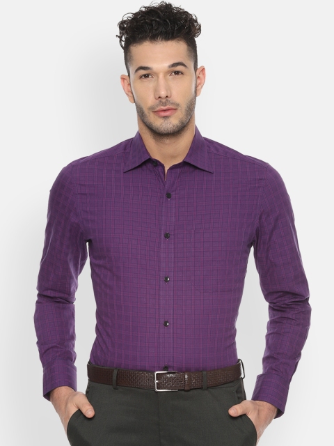 

Louis Philippe Men Purple Classic Slim Fit Checked Formal Shirt