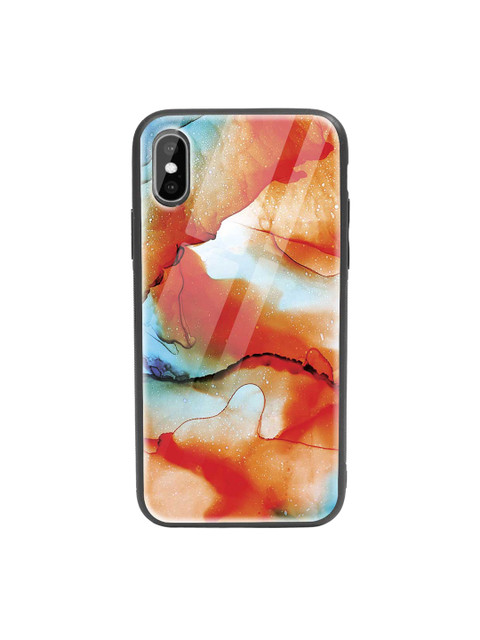 

Bewakoof Orange & Blue Alcohol Ink Splash iPhone X Glass Mobile Cover