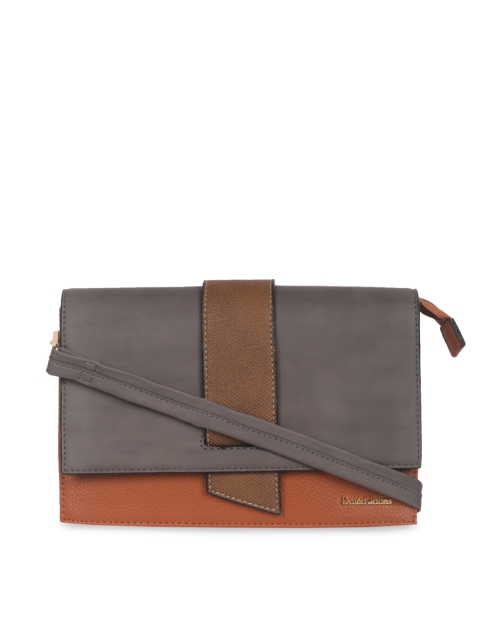 

David Jones Women Brown & Grey Colourblocked Sling Bag