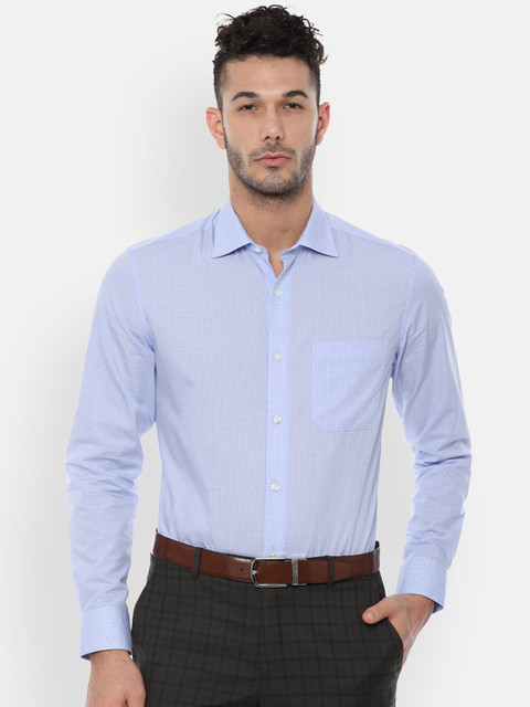 

Louis Philippe Men Blue Classic Regular Fit Checked Formal Shirt