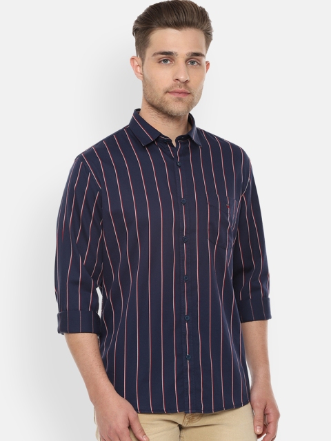 

Louis Philippe Sport Men Navy Blue & Red Slim Fit Striped Casual Shirt