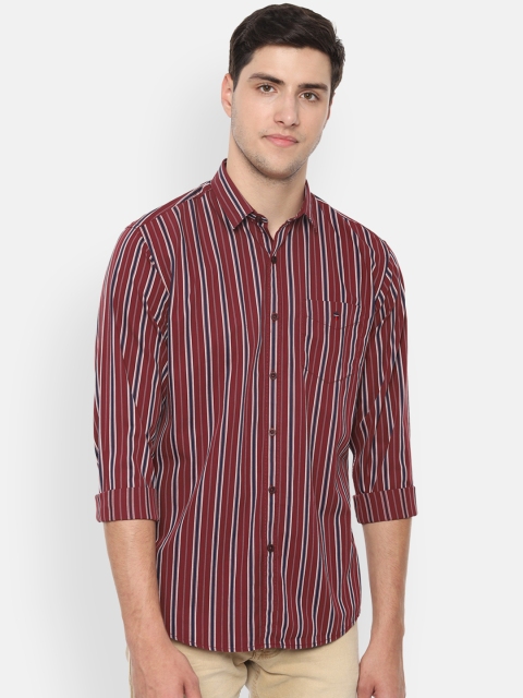 

Louis Philippe Sport Men Maroon & Navy Blue Slim Fit Striped Casual Shirt