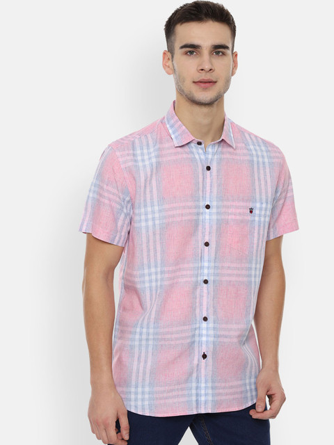 

Louis Philippe Sport Men Pink & Blue Slim Fit Checked Casual Shirt