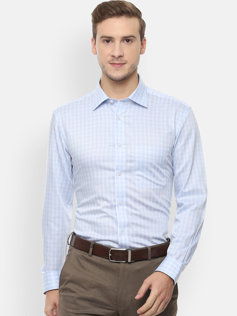 

Louis Philippe Men Blue & White Regular Fit Checked Formal Shirt