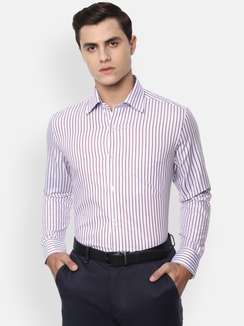 

Louis Philippe Men White & Red Regular Fit Striped Formal Shirt