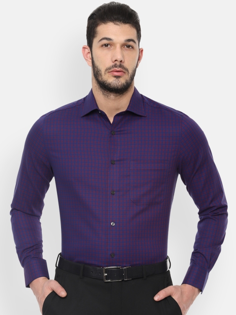 

Louis Philippe Men Navy Blue Classic Regular Fit Checked Formal Shirt