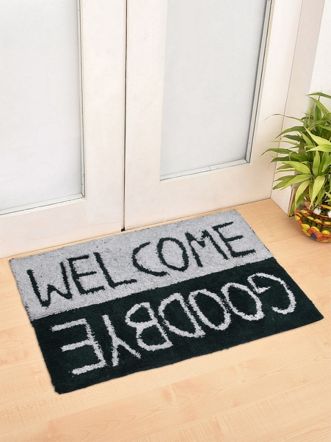 

HOSTA HOMES Grey & Black Printed Anti-Skid Doormat