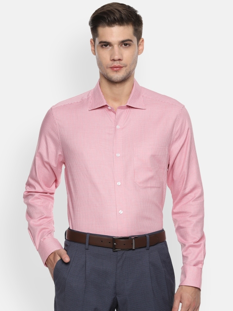 

Louis Philippe Men Pink & White Regular Fit Self Design Formal Shirt