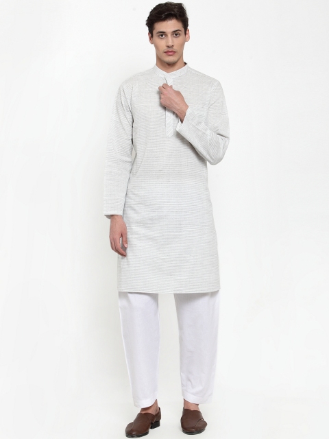 

NEUDIS Men Grey & Off-White Solid A-Line Kurta