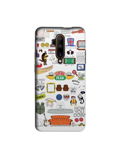 

macmerise White & Orange Friends Doodle Sublime OnePlus 7T Pro Back Case