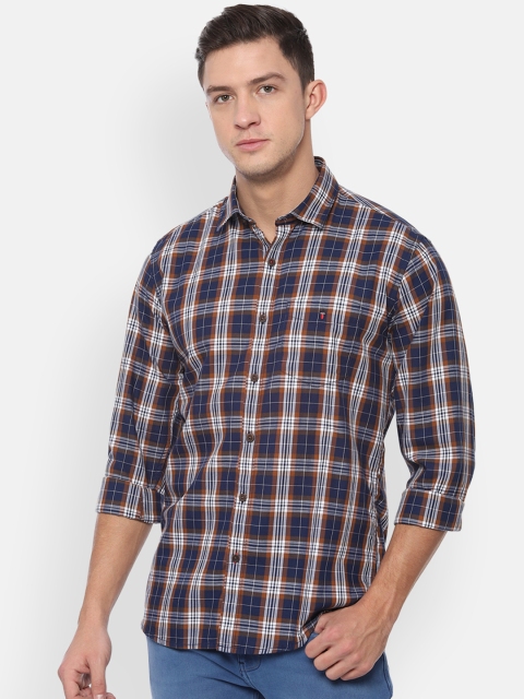 

Louis Philippe Sport Men Navy Blue & Off-White Slim Fit Checked Casual Shirt
