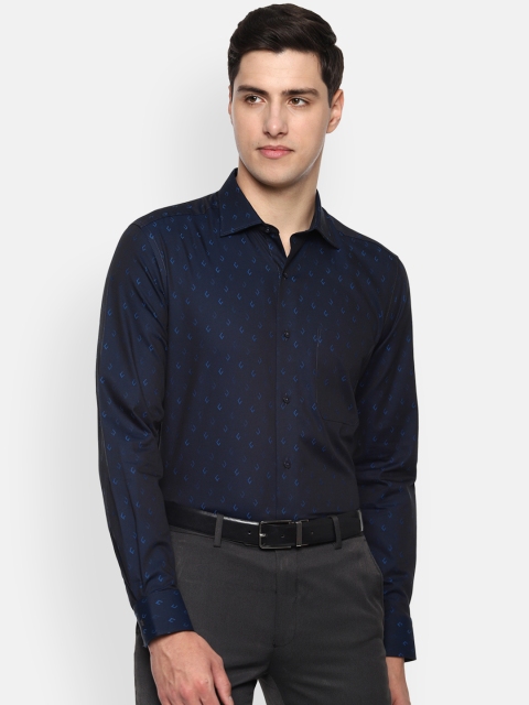 

Louis Philippe Men Navy Blue Classic Slim Fit Self Design Formal Shirt