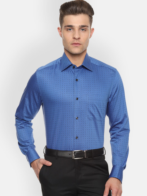 

Louis Philippe Men Blue Regular Fit Self Design Formal Shirt