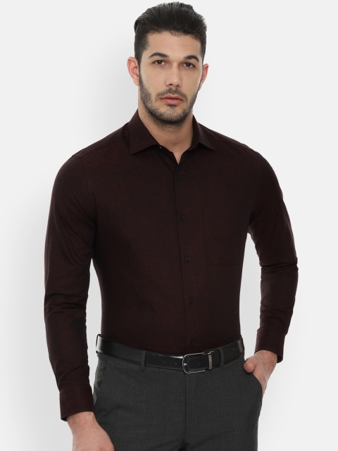 

Louis Philippe Men Maroon Regular Fit Self Design Formal Shirt