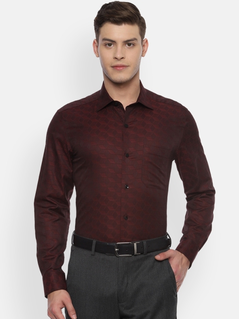 

Louis Philippe Men Maroon Regular Fit Self Design Formal Shirt
