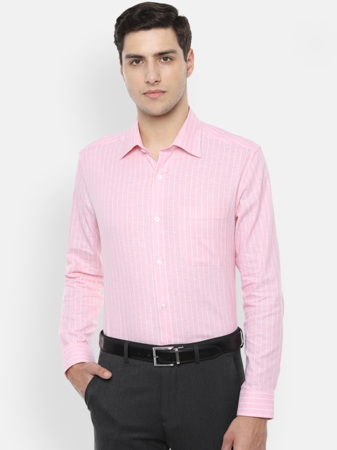 

Louis Philippe Men Pink & White Slim Fit Striped Formal Shirt